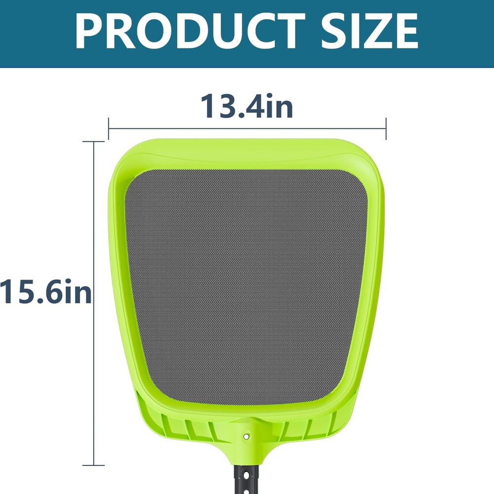 Professional Pool Skimmer Net, Reinforced Frame, Nylon Mesh, Green