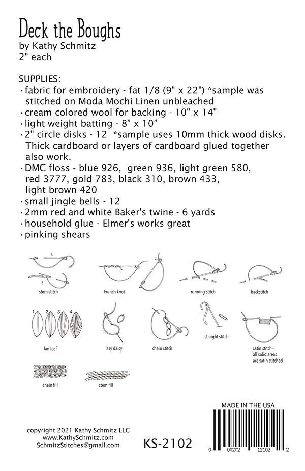KATHY SCHMITZ "DECK THE BOUGHS KS-2102" Embroidery Pattern