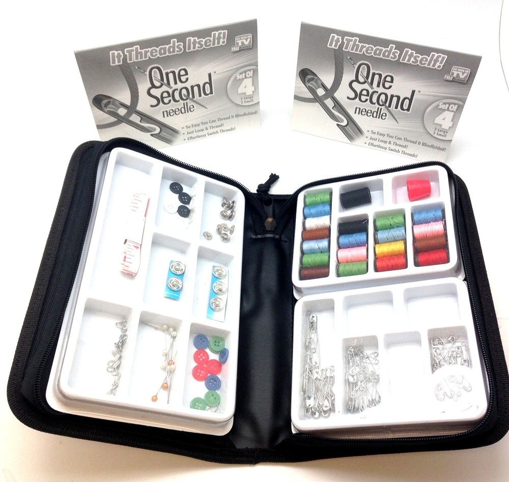 One Second Needle 8 Set Self Threading 100Pc Kit Sew Button Patch Sewing Kit