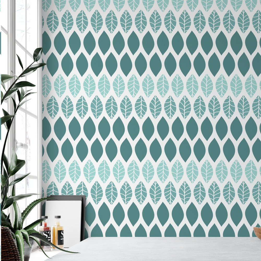 Bittersweet Leaf Pattern Wall Stencil - DIY Wallpaper Alternative