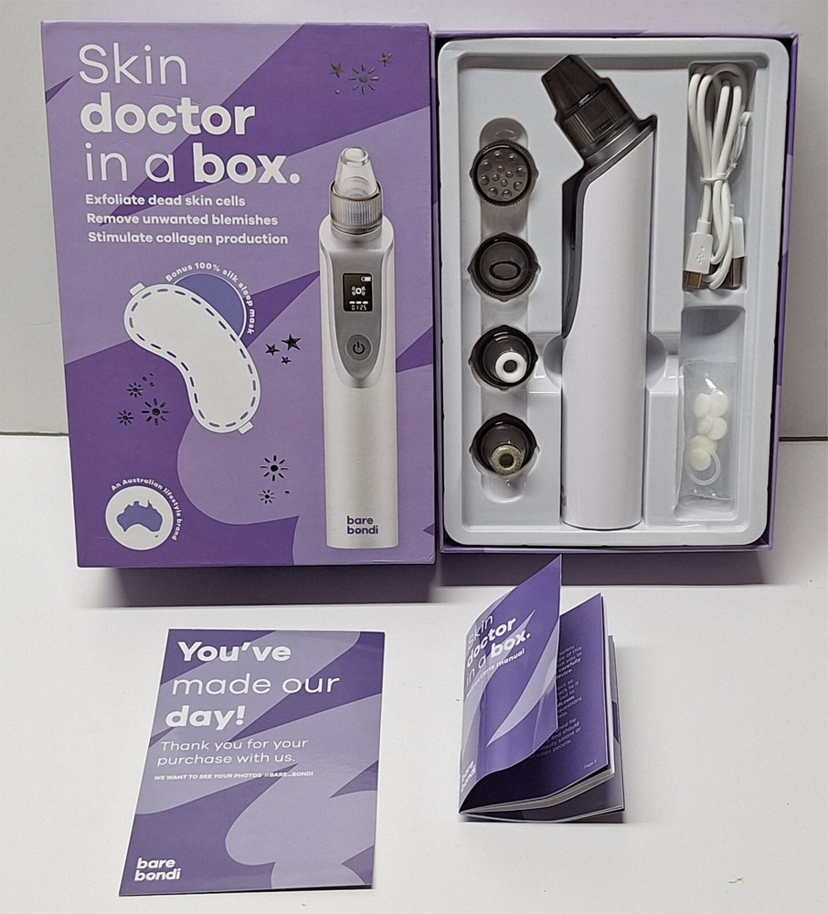 Bare Bondi Face Exfoliator Device Handheld Collagen Boost Blemish Remove NO MASK