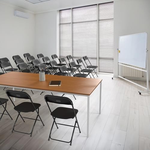 4 Pack Black Folding Chairs - Portable Stackable Steel Frame, 350lb Capacity for