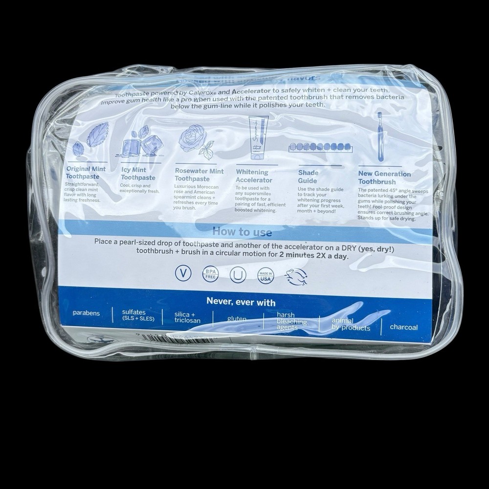 Supersmile Teeth Whitening Kit Toothpaste Accelerator Toothbrush Shade Guide