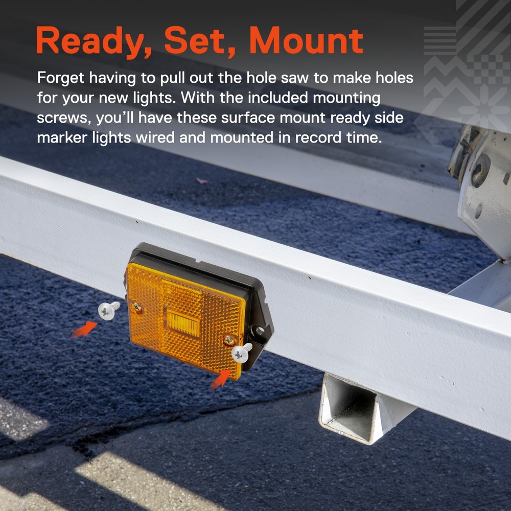 DOT Surface Mount Amber LED Side Marker Light for Utility Boat Trailers Over 80