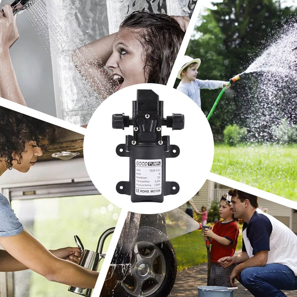 12V Water Pump 130PSI Self Priming Diaphragm High Pressure Automatic Switch
