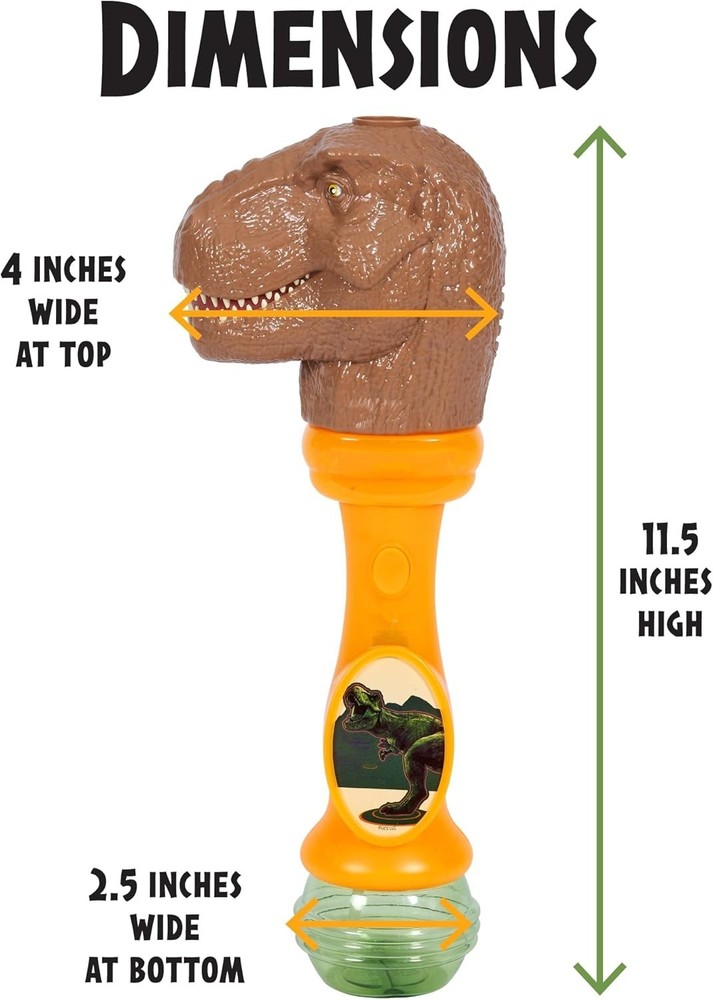 Light-Up Jurassic World Dino Bubble Wand - Includes Non-Toxic Bubble Solution