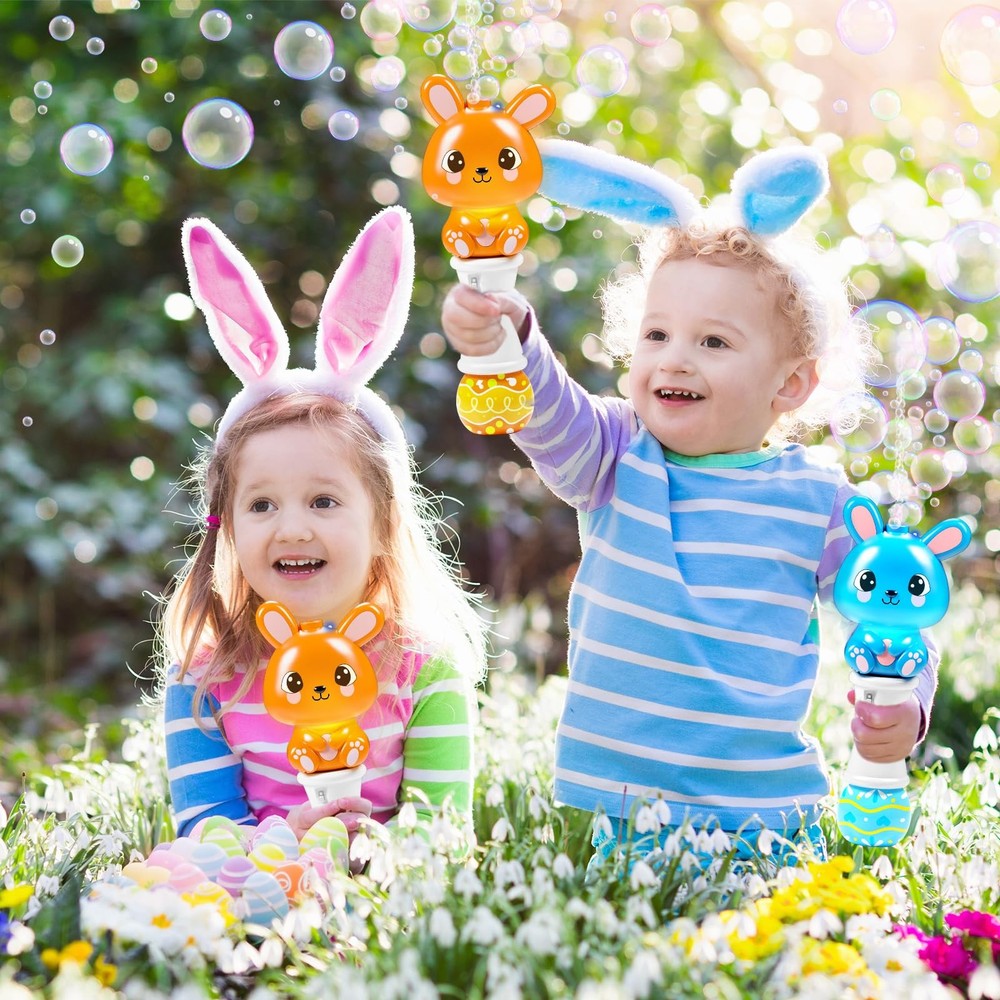 2 Pack Bubble Wands for Kids, Automatic Bubble Blower Machine with Light for ...