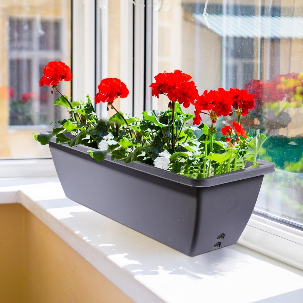 6 Pcs 24 inch Window Box Planter, Large Rectangular Flower Planter Boxes with...