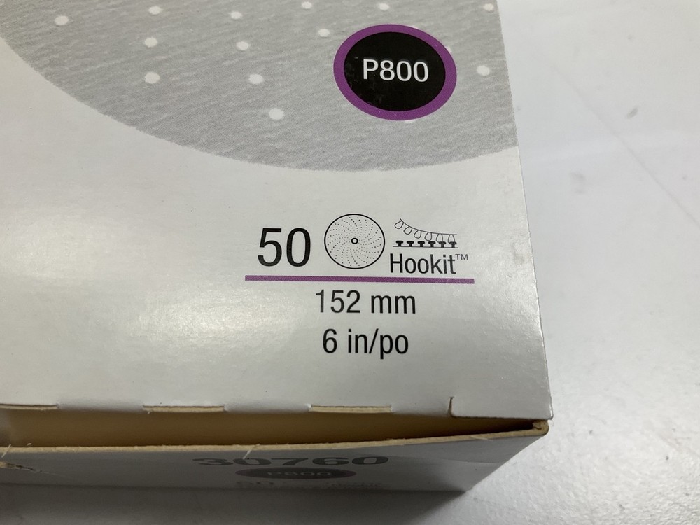 3M 30760 6" Hookit Purple Multi-Hole Clean Sanding Disc P800 Grit, 50 Discs