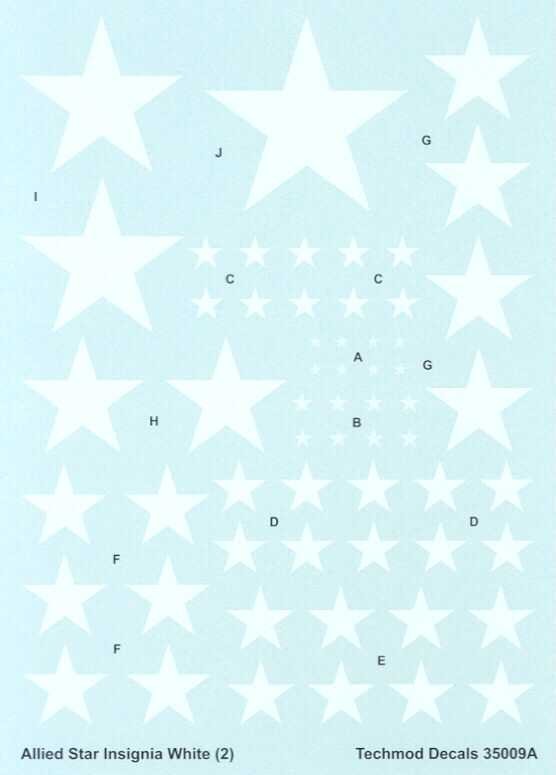 Techmod Decals 1/35 ALLIED ARMOR STAR INSIGNIA WHITE