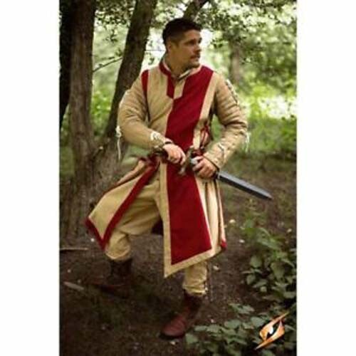 Basic Medieval Tunic - Tabard Medieval Renaissance Costume Surcoat Camel & Red