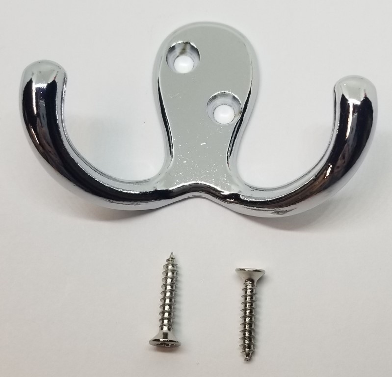POLISHED CHROME Double Hook coat hat jacket wall vintage rustic octopus aluminum