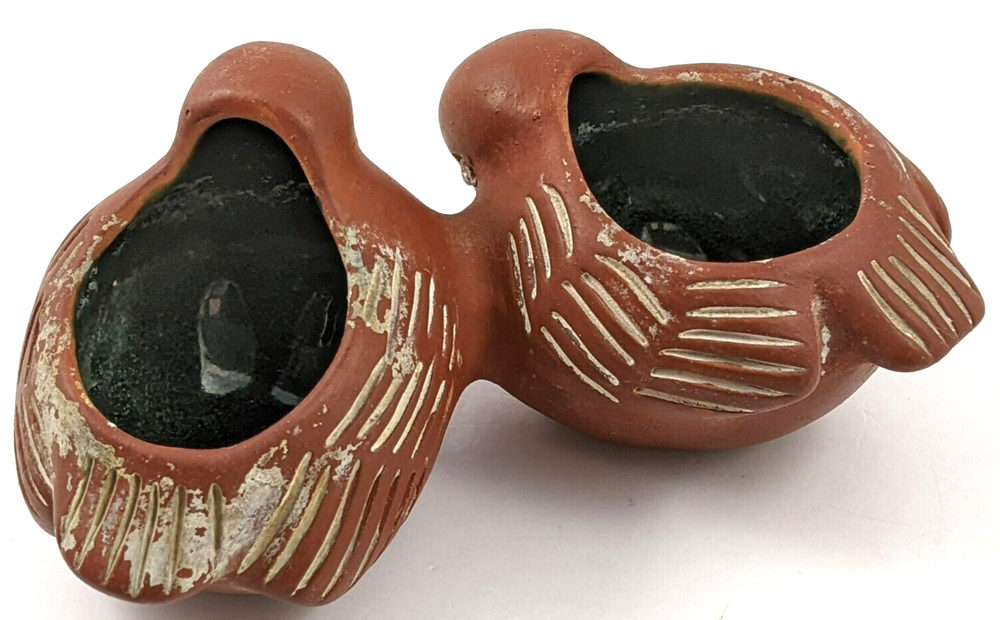 Terracotta Double Bird Bowl Planter Glazed Inside