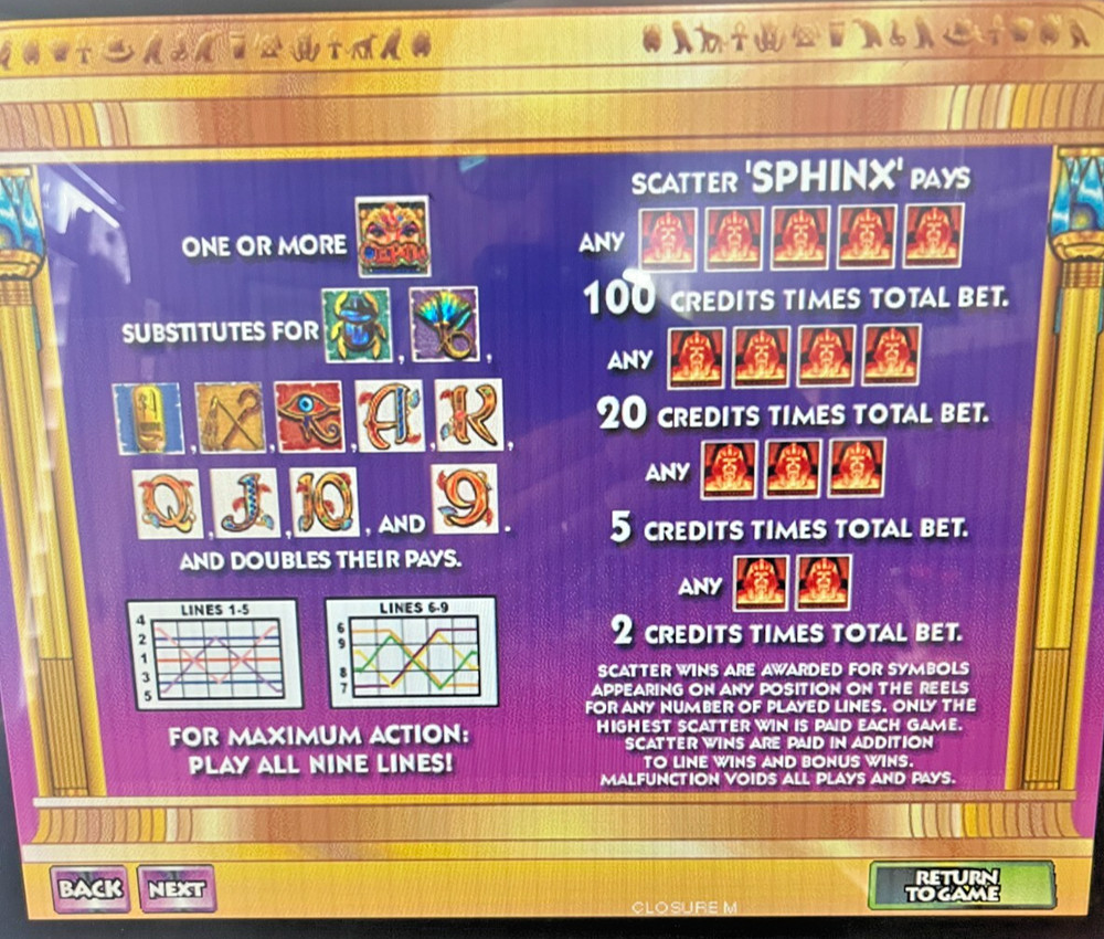 IGT IGame Cleopatra Software 5 Reels 9 Paylines