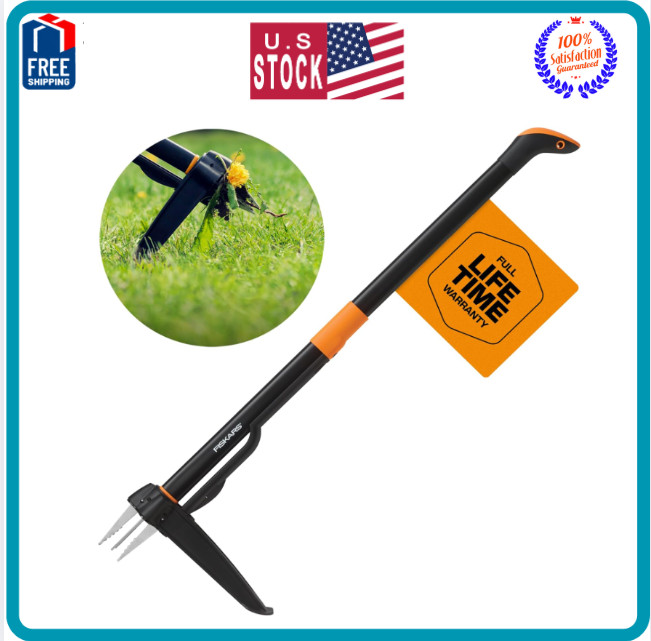Fiskars 4Claw Stand Up Weed Puller Tool, Gardening Hand Weeding Tool with 39"	B0