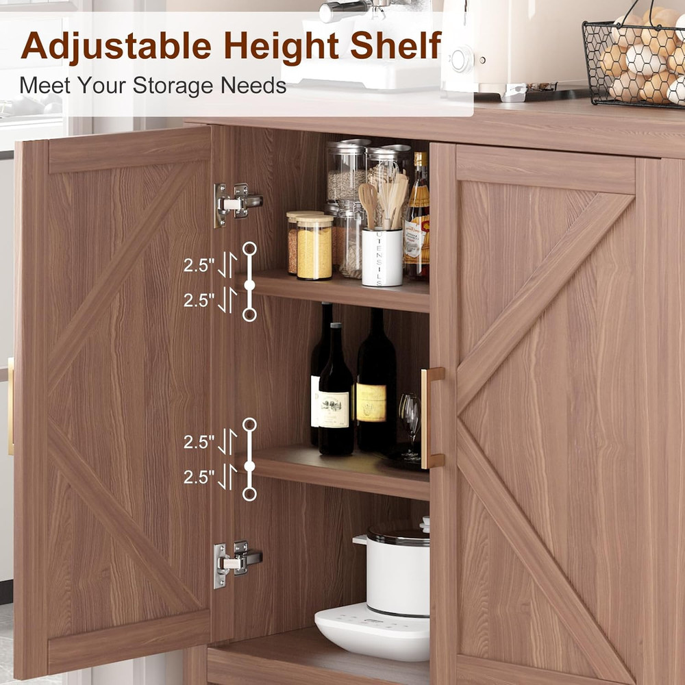 3-Tier Sideboard Buffet Cabinet with Adjustable Shelves for Kitchen & Dining Roo