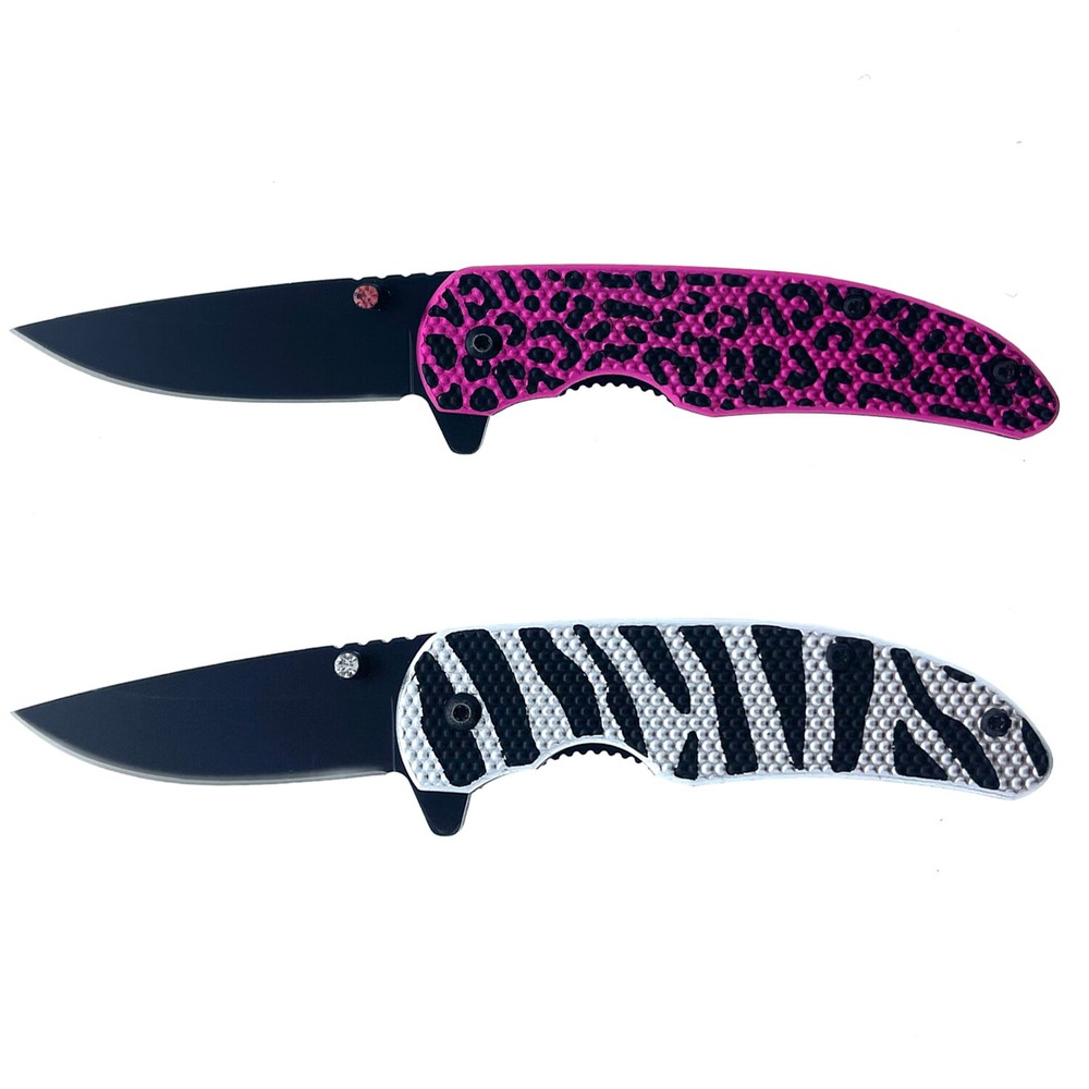 7" Animal handle print spring assisted pocket knife