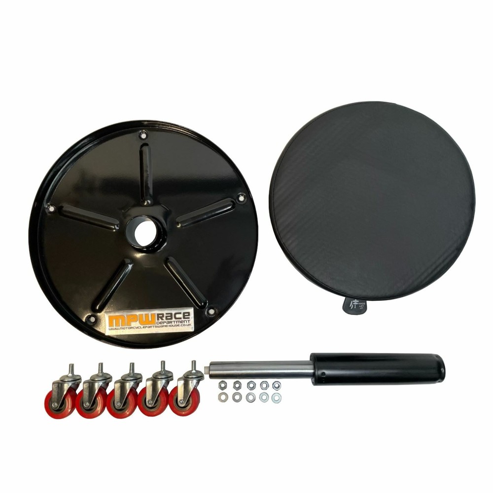 MPW Race Dept Adjustable Workshop Stool with Tool Tray