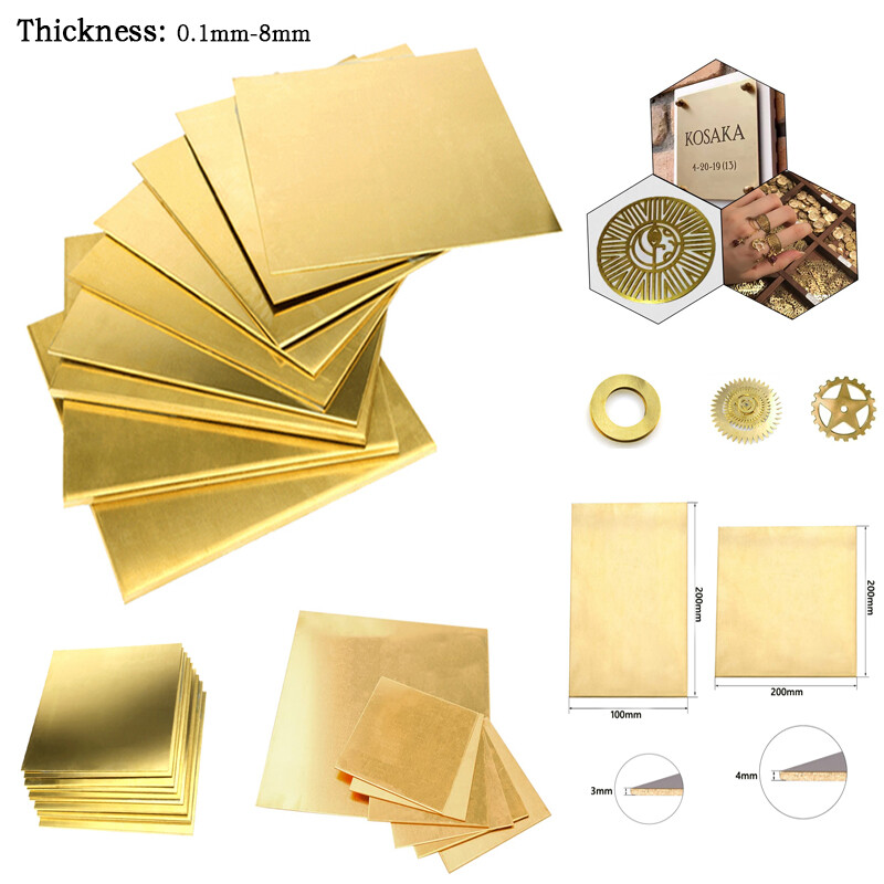 Brass Sheet Plate Panel Metal 0.1-8mm Thick - Multi sizes available