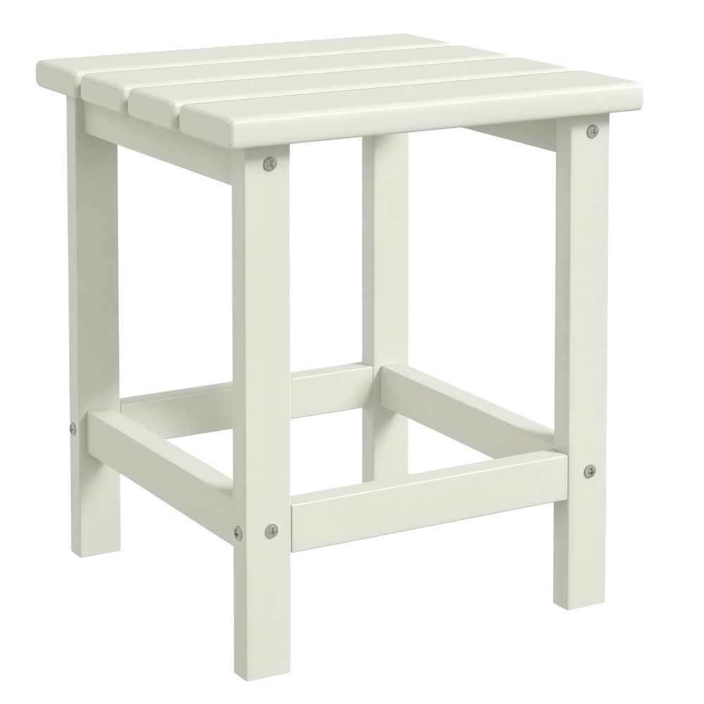Patio Side Table, Outdoor Plastic End Table for Backyard Deck Lawn, White