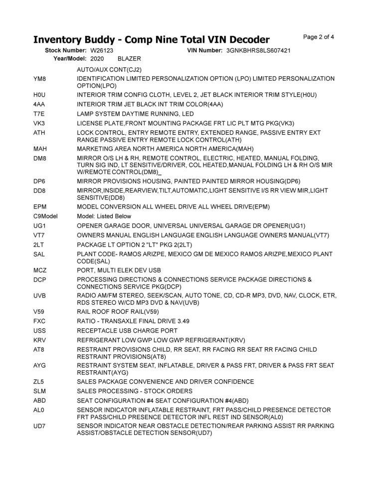 BLAZER 2020 Air Shutter 12812359