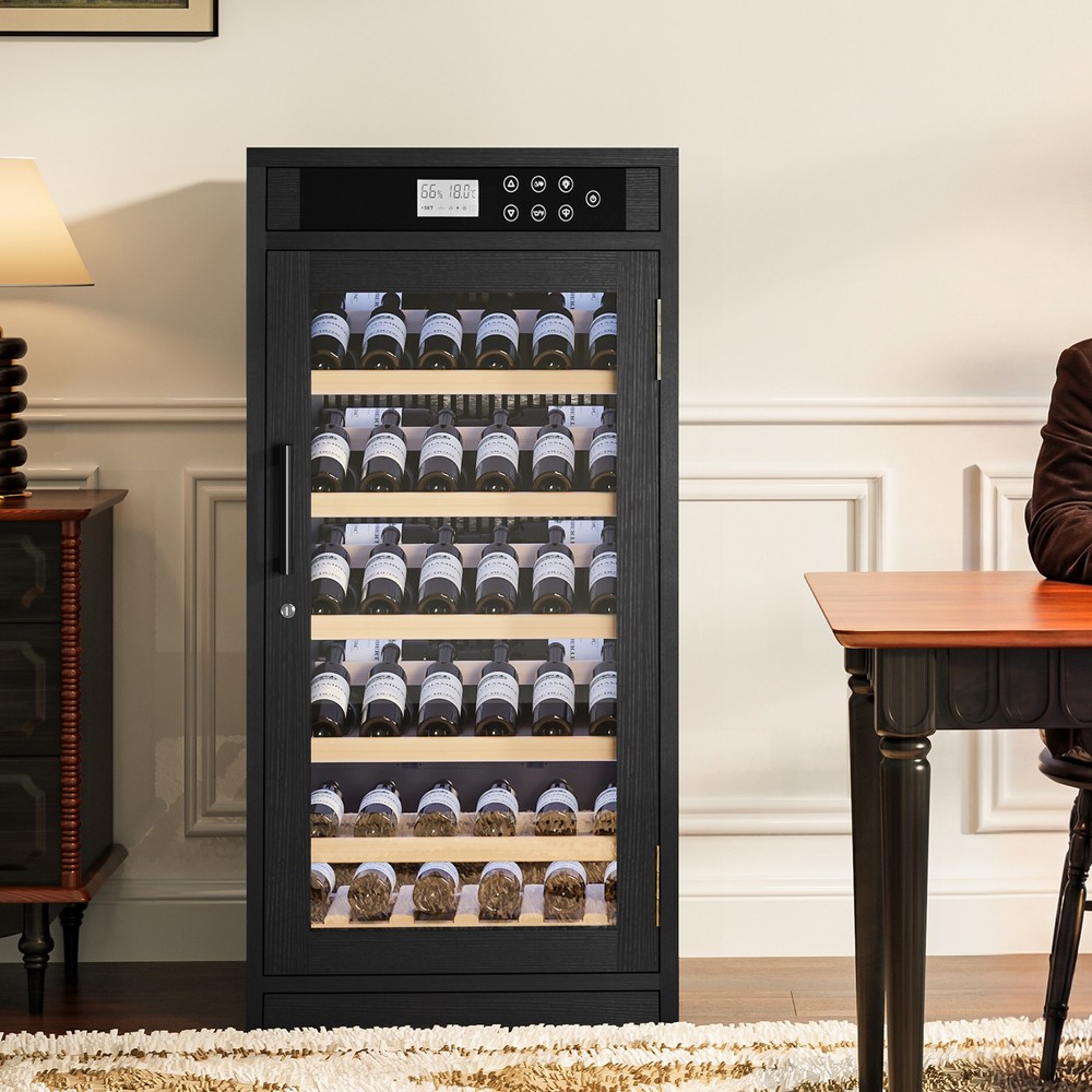 7.6 ft3 LED Touch Screen Display Constant Temperature Black Grape Wine Cooler