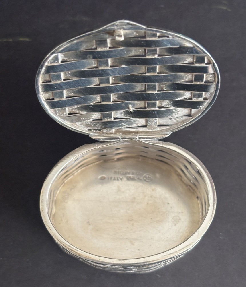 Tiffany & Co ~ Sterling Silver ~ Basket Pill Box