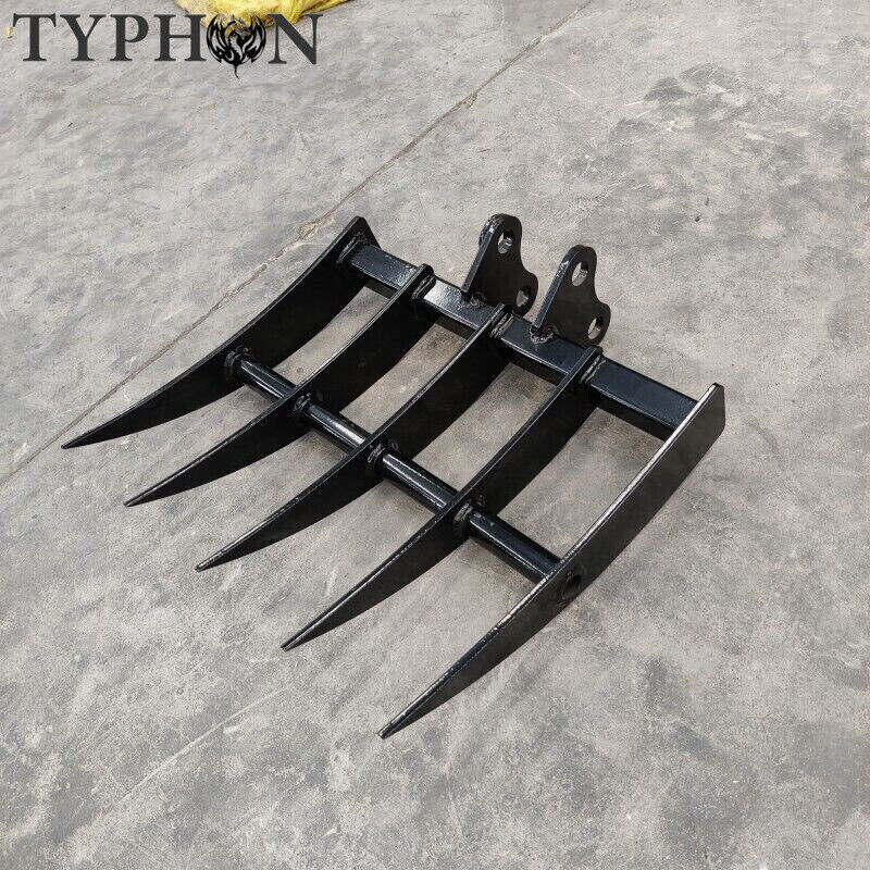 Mini Excavator Attachment TYPHON Rake for Grading, Leveling, Loosening, Removing