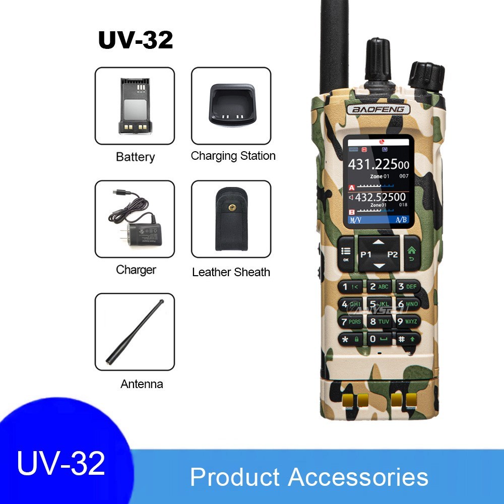 BAOFENG UV-32 GPS 10W Multi Band Transceiver Bluetooth Programming Two Way Radio