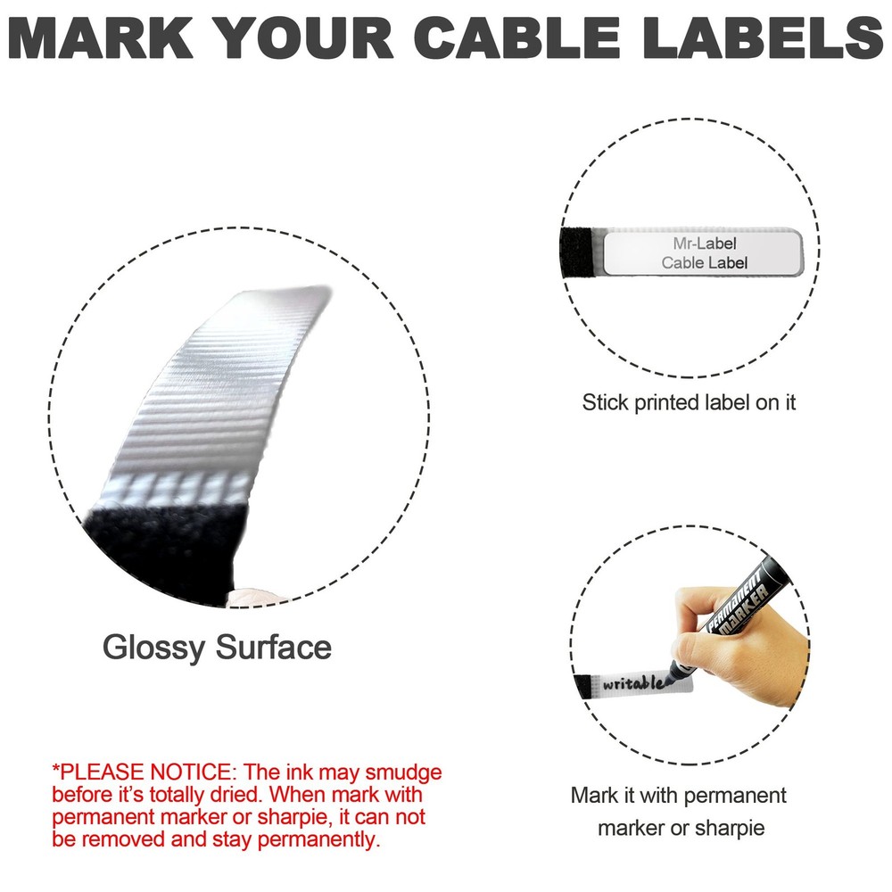 1/2 Write On Cinch Straps Reusable Fastening Cable Straps Identify Quickly Cord