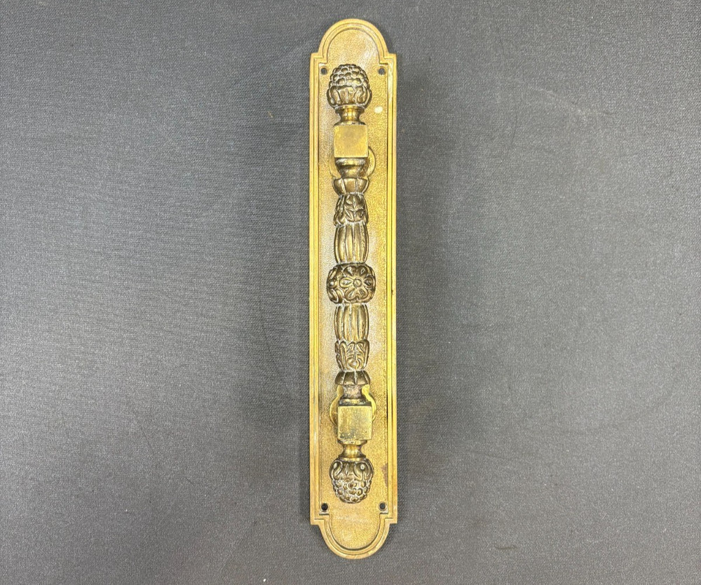 Vintage Ornate Solid Brass Door Pull Handle Victorian Style - 11.5"