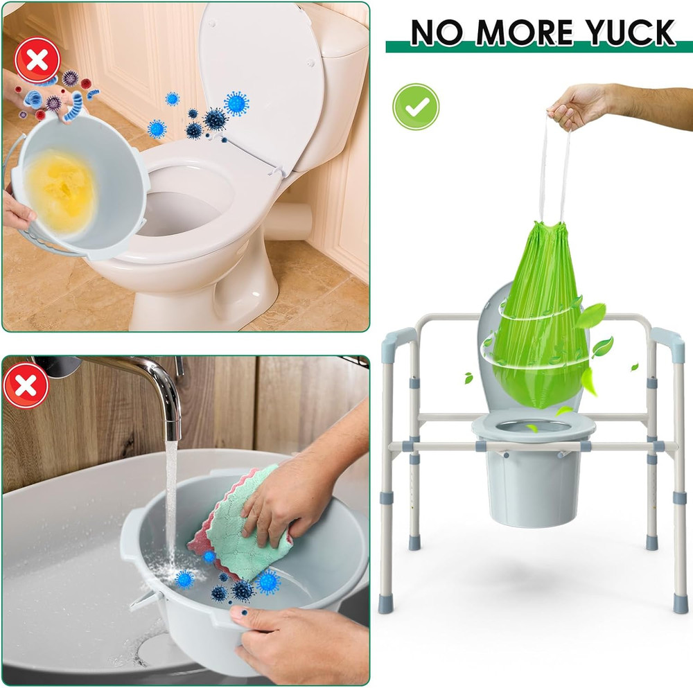 Bedside Commode Liners with Absorbent Pads, Disposable Commode Bags/Pads, Scente