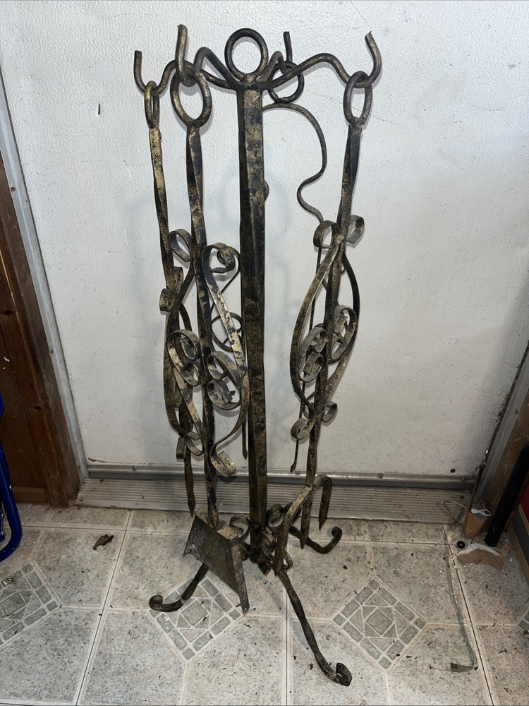 Raw Iron Customized Vintage  Fireplace Tool 4 Piece Set