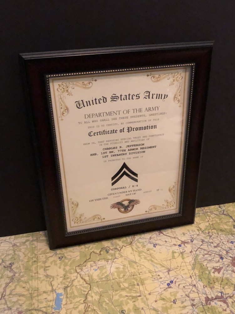 CORPORAL / CPL (E-4) U.S. Army ~ Commemorative Promotion Certificate