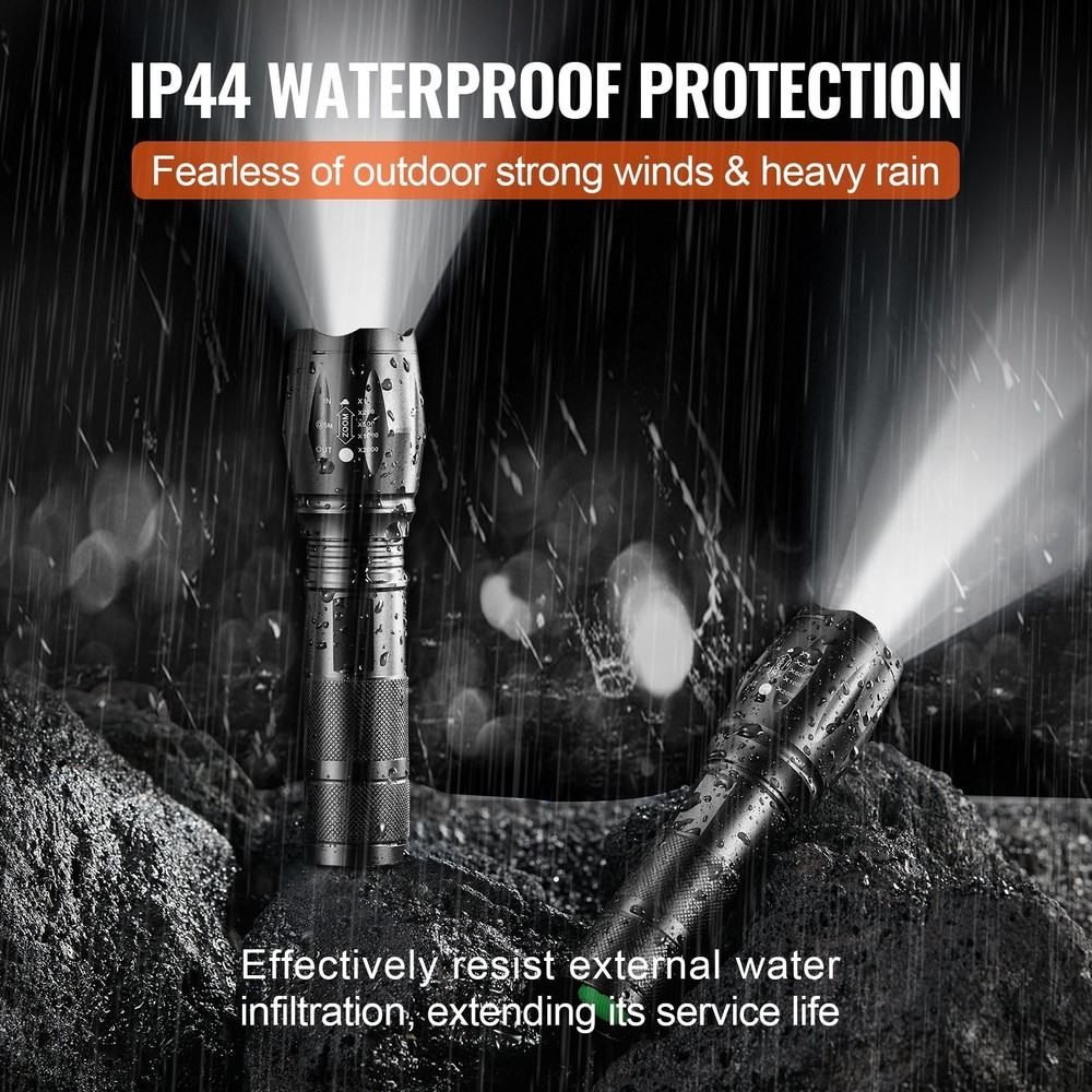 2 Pack Flashlights Torch 2000 High Lumens 5 Modes Adjustable Focus Flashli