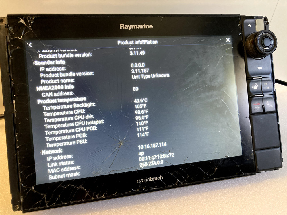 Raymarine eS127 MFD Chartplotter GPS Radar Display E70284 – Works CRACKED SCREEN