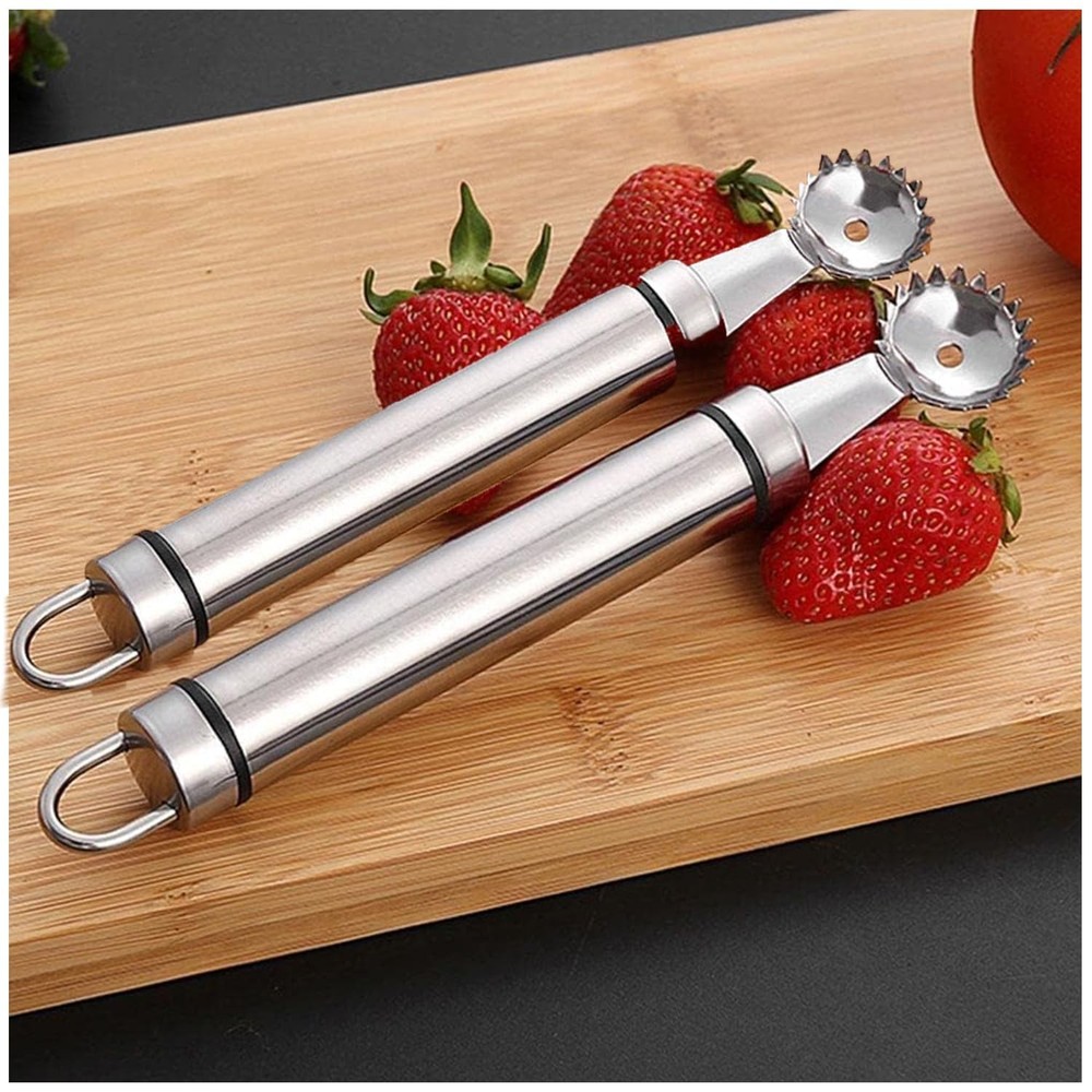 2Pcs Silver Strawberry Huller and Tomato Stem Corer Tool