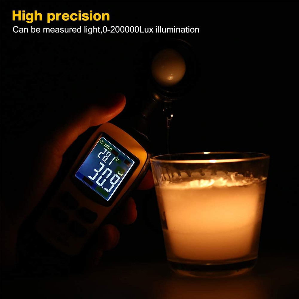 Light Meter Digital Illuminance Meter Handheld Ambient Temperature Measurer, Ran