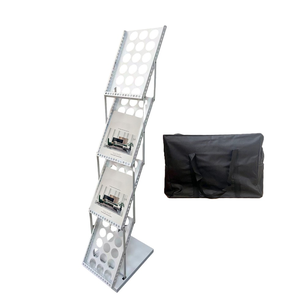 Foldable Magazine Rack Iron Brochure Literature Display Stand 4-layer Organiser