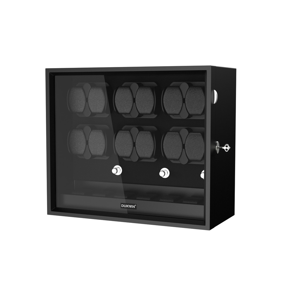 Automatic 12 Blue LED Watch Winder with 6 Display Storage Box Case Mabuchi Motor