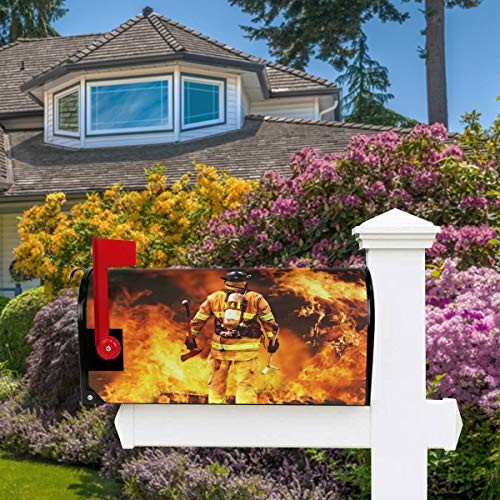 Firefighter Fireman Pattern Mailbox Covers Magnetic Large 25.5" X 21" Multi 18
