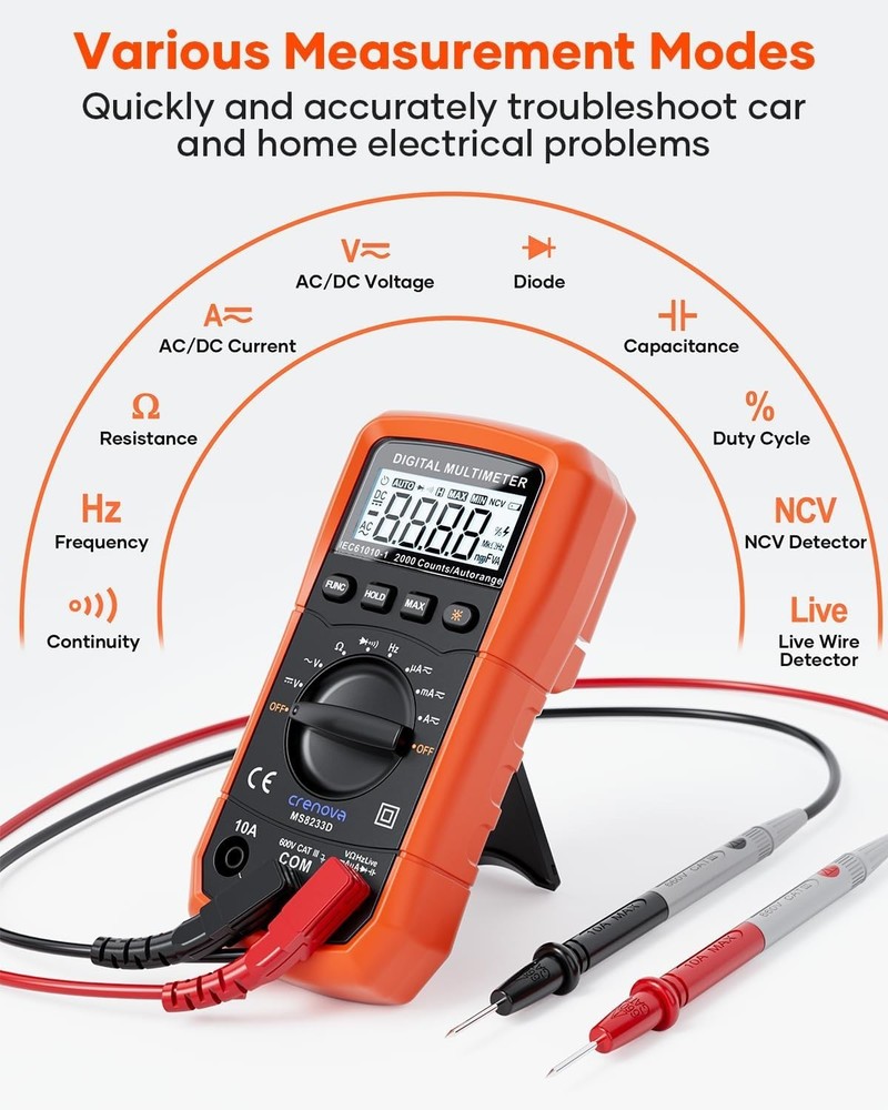 Compact MS8233D Digital Multimeter – 6000 Counts, Ideal for Electricians
