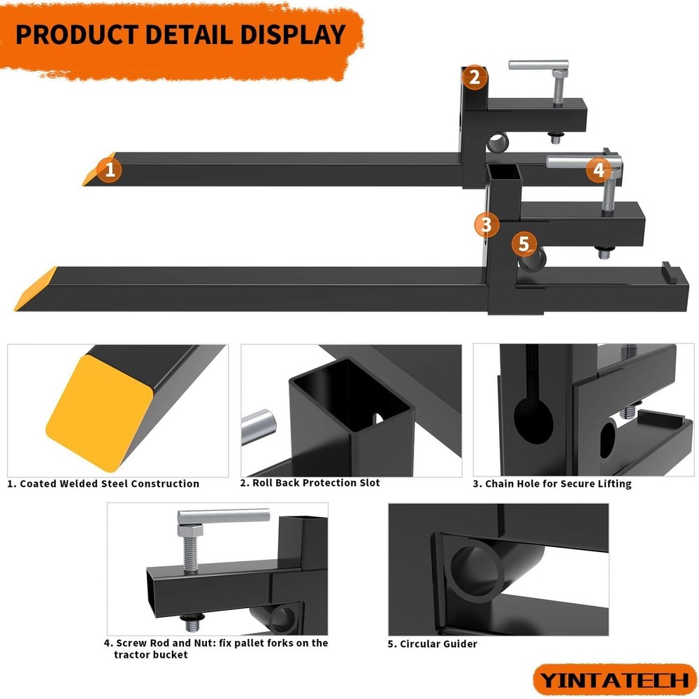 60" Clamp on Forks - Versatile Skid Steer Loader Attachments