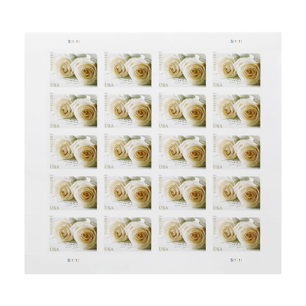 4 Sheets 80 FOREVER STAMPS White Rose Wedding