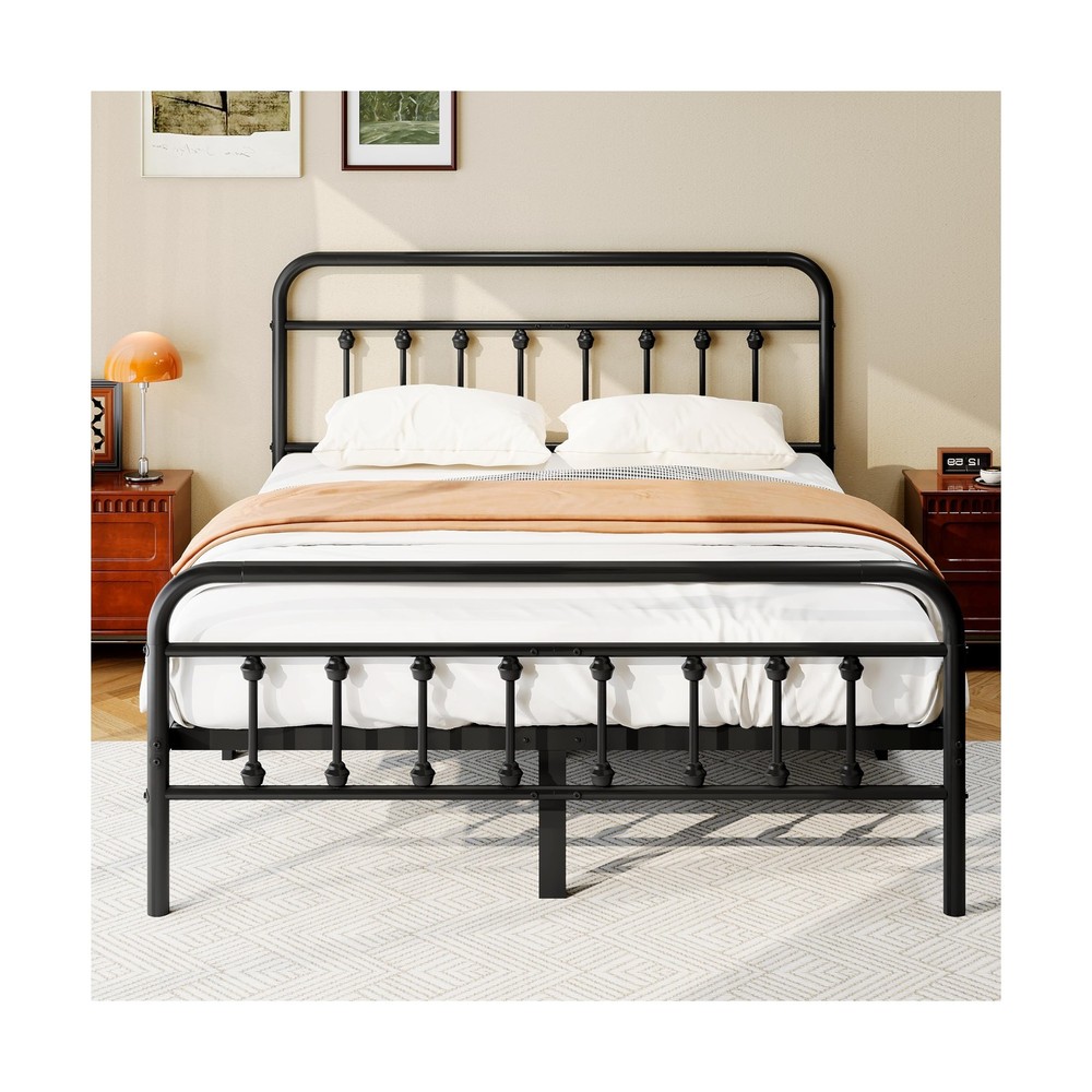 Full Size Metal Platform Bed Frame/Victorian Style Headboard and Footboard/St...