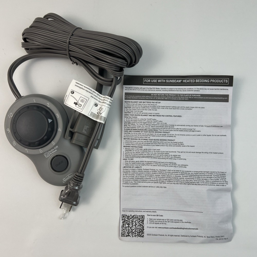 Sunbeam Electric Blanket Control Controller Style S85A Auto Off 10 Hours On Off
