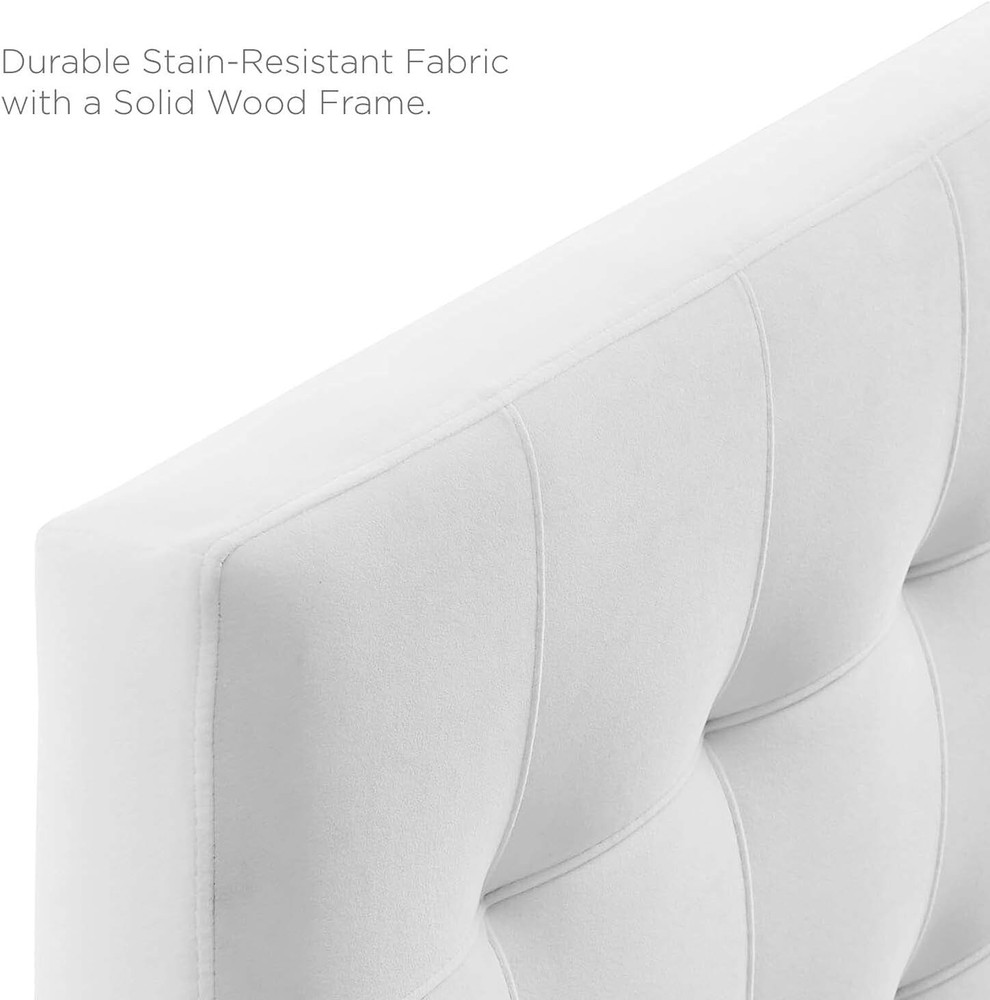 Modway Lily Biscuit Tufted Full Performance Velvet Headboard, White