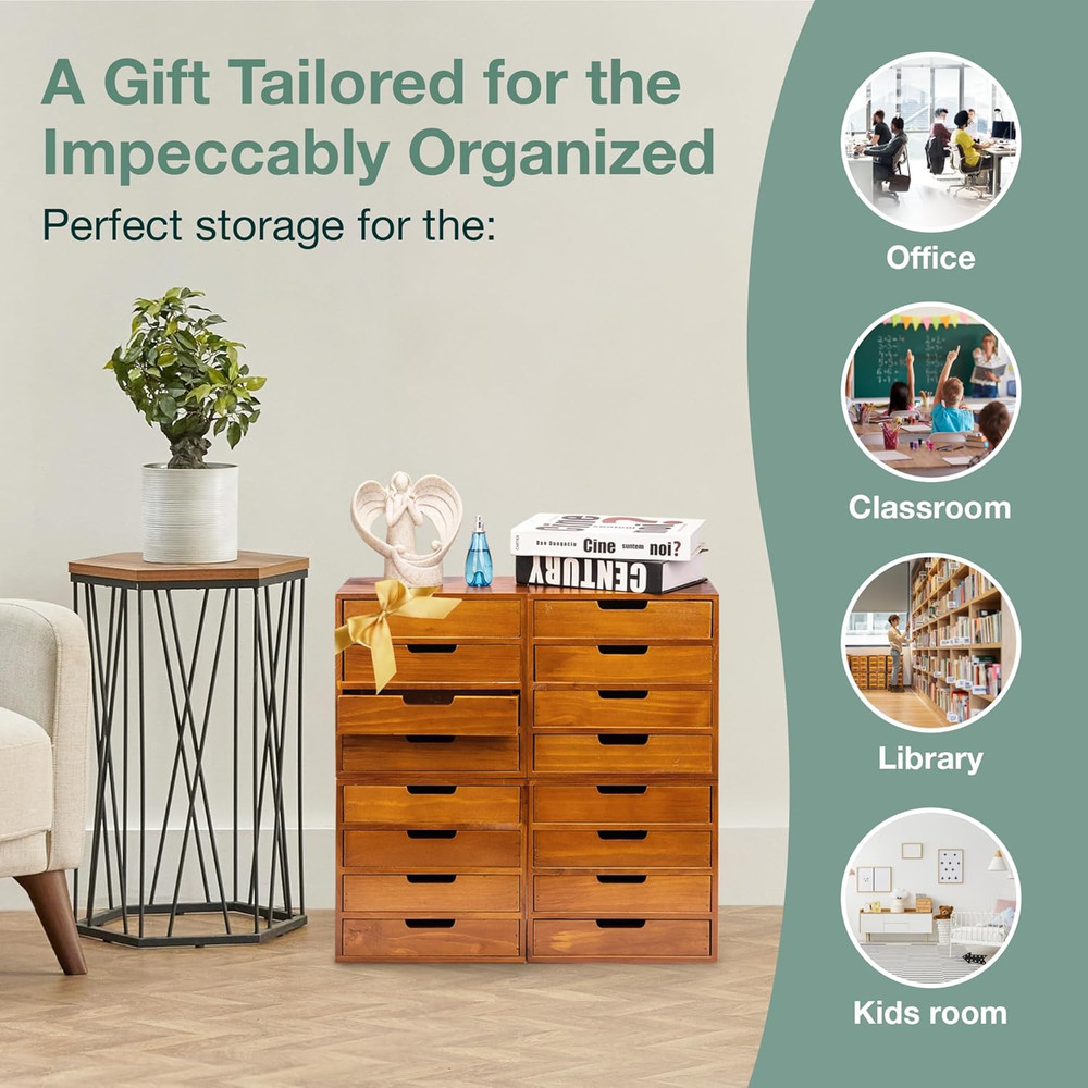 Modern Mahogany 4-Pack Desktop Drawer Organizer - Stackable Storage Solution