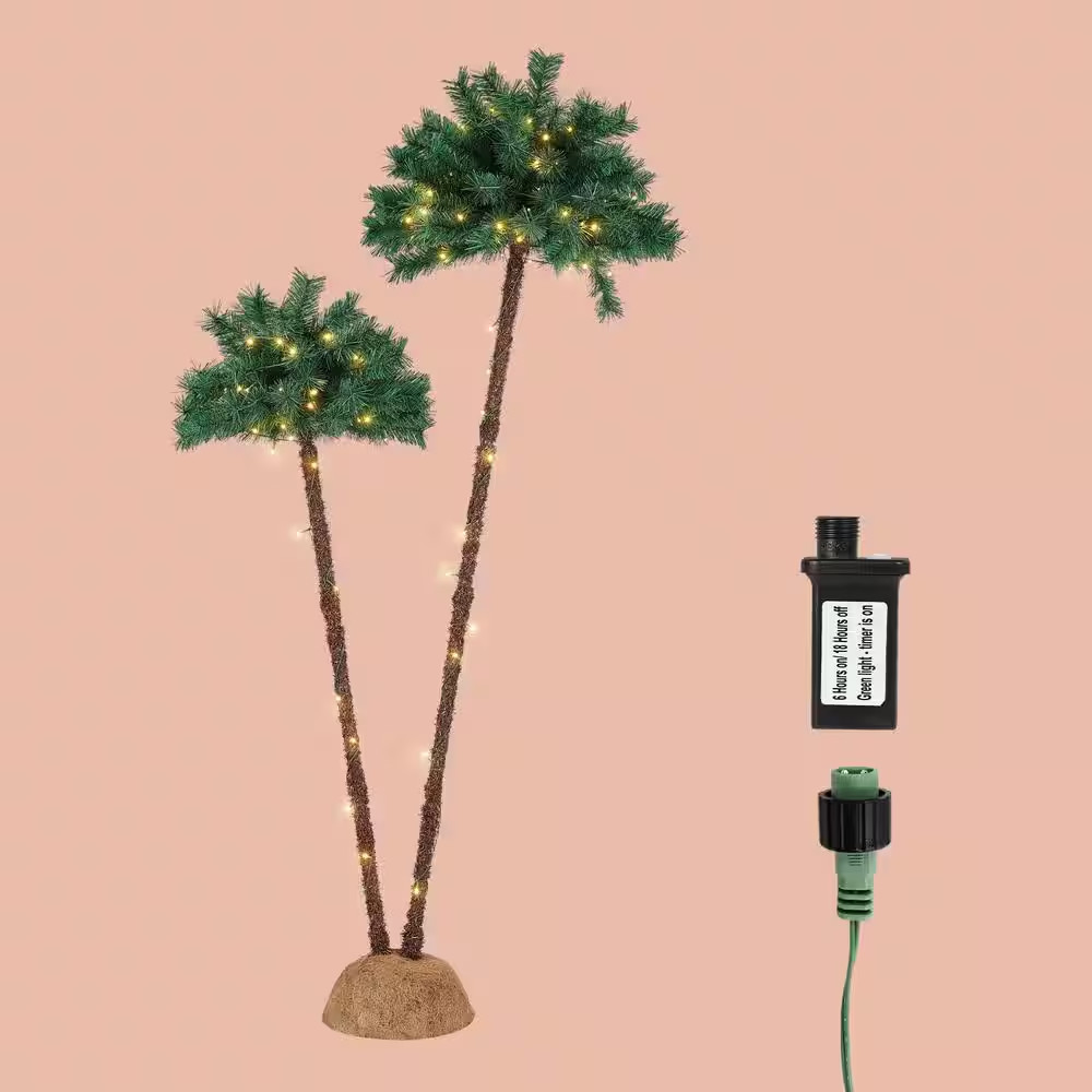 6 Ft. Artificial Lighted Palm Tree Pre-Lit Christmas Tree Lights Light up LED De