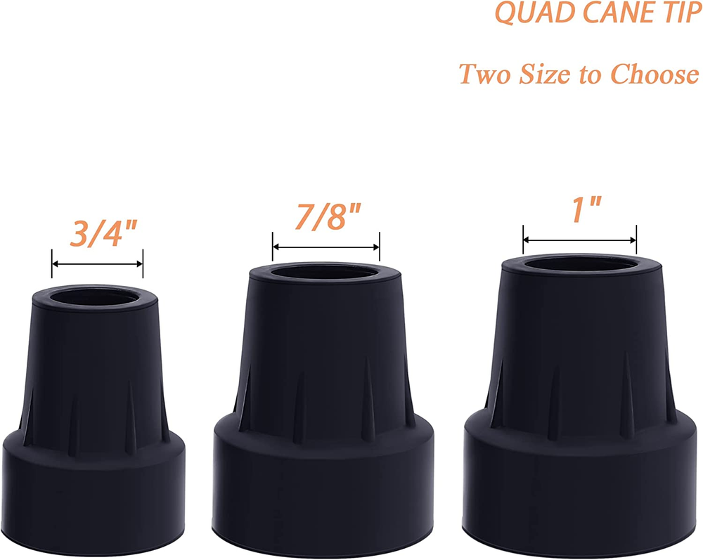 7/8” Cane Tips Crutch Tips Heavy Duty Cane Rubber Tips Replacement 4 Pack